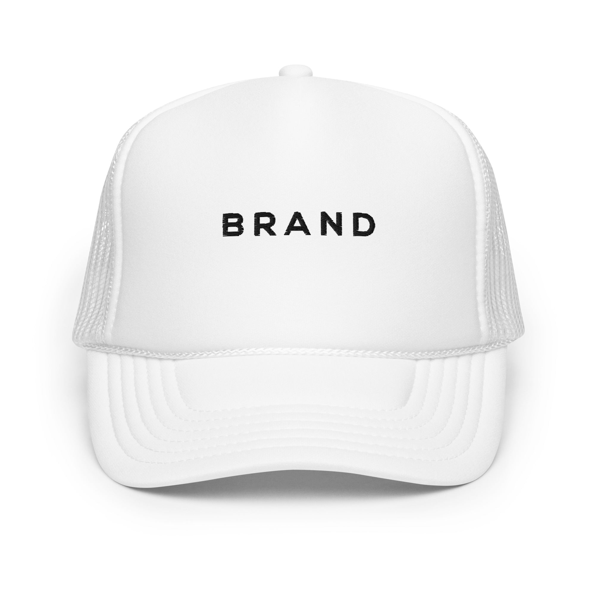 BRAND WHITE TRUCKER HAT (BLACK)