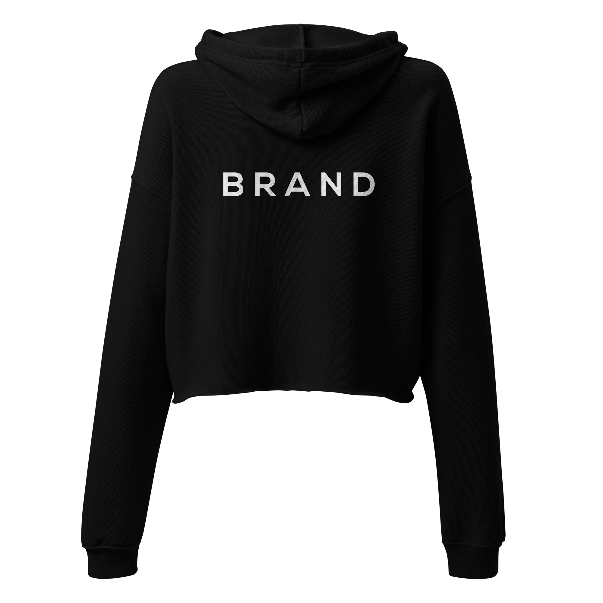 BRAND WOMEN BLACK CROP HOODIE (WHITE)