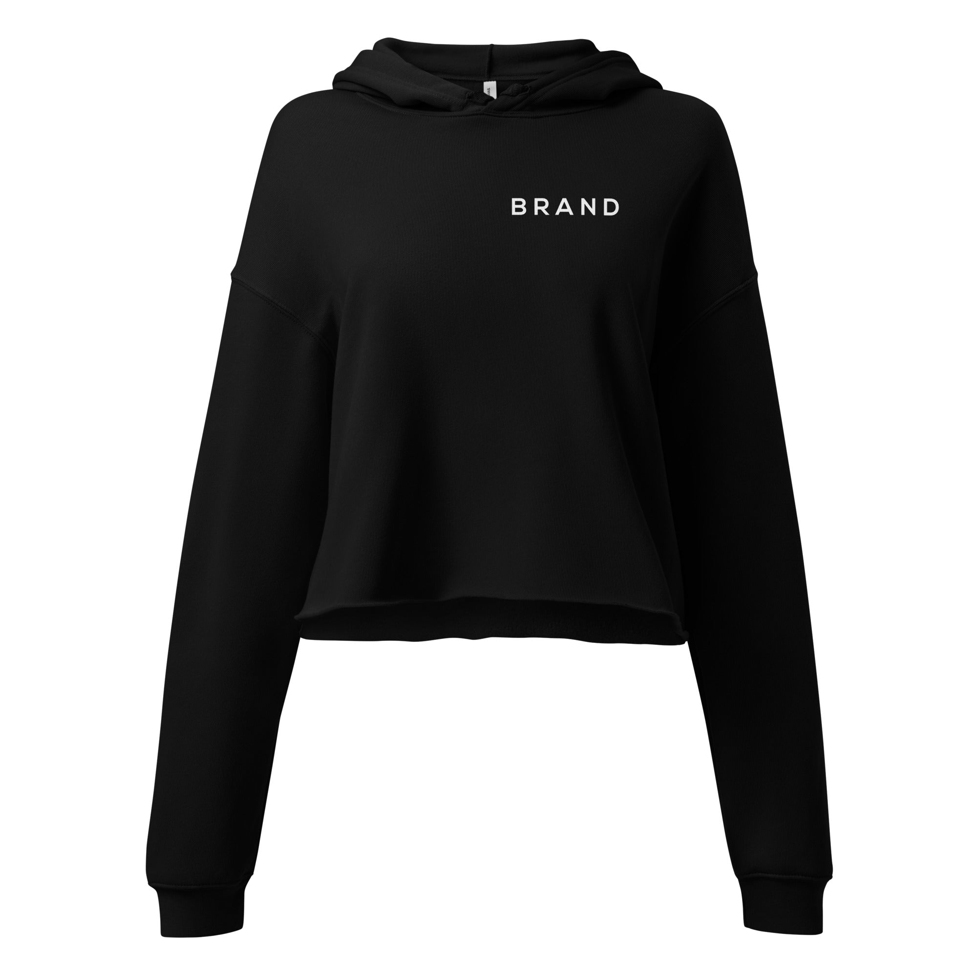 BRAND WOMEN BLACK CROP HOODIE (WHITE)